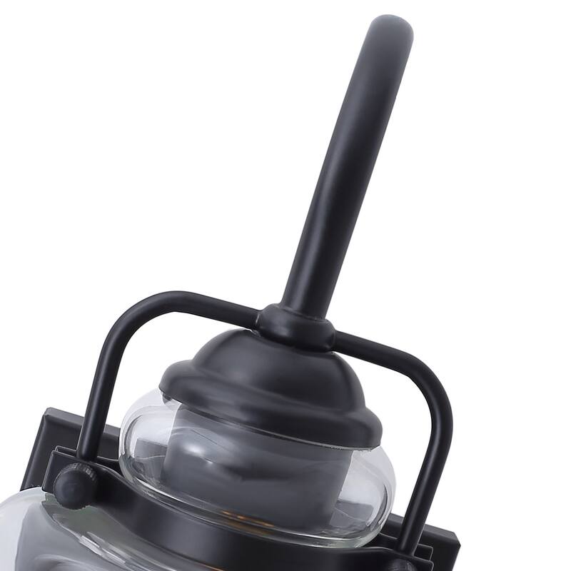 Modern Black 1-Light Cylinder Clear Glass Design Wall Sconce
