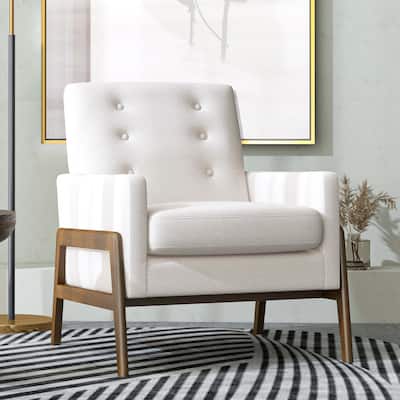 Sage Mid Century Modern Fabric Lounge Chair in Beige - 33