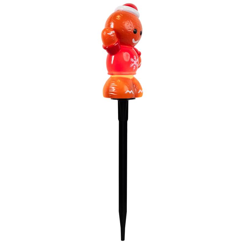 Gingerbread with Santa Hat Outdoor Christmas Pathway Markers - 16.75" - Set of 3 - Brown