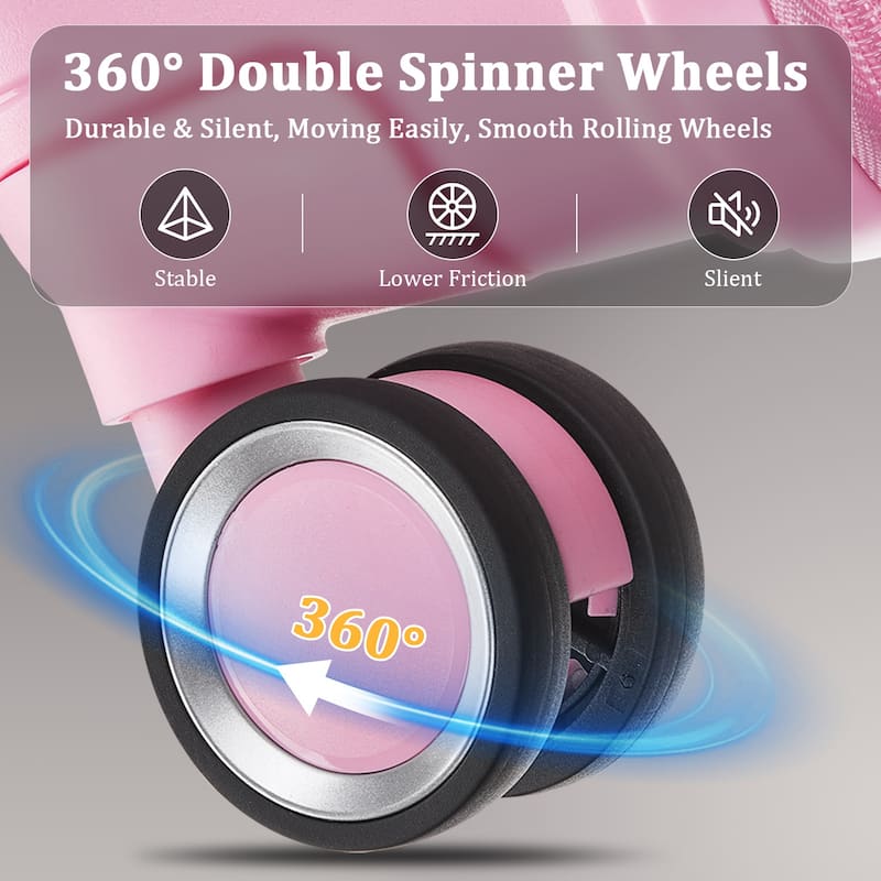 14/20/24/28 4-Piece Modern Luggage Sets, Expandable Luggage with Swivel Wheels and TSA Lock, for Boarding Travel, Pink