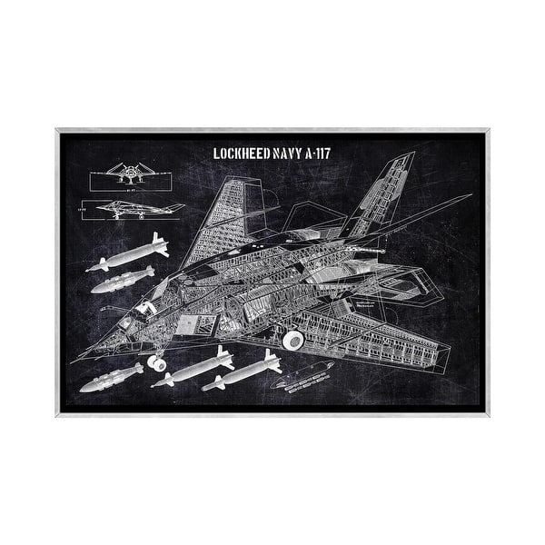 slide 2 of 15, iCanvas "Lockheed Navy A-117" by Joseph Fernando Framed Silver - 26x40