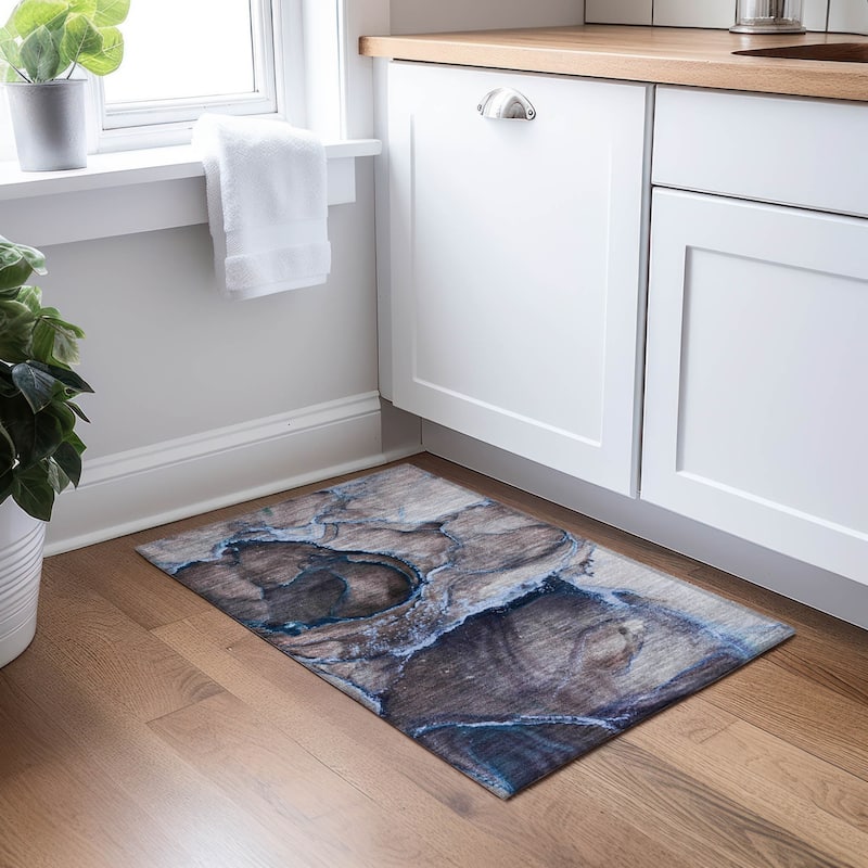 Fami Contemporary Abstract Weather Resistant Modern Chic Runner Outdoor Rug