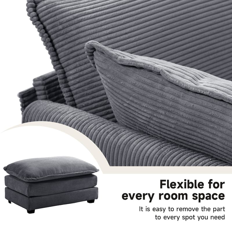 Corduroy Single Sofa Chair, including a Removable Ottoman