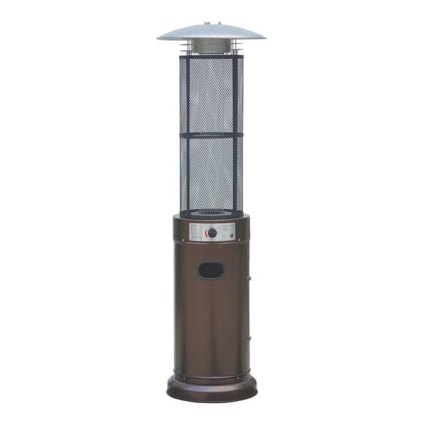 Shop Belleze Circle Round Glass Tube W Flames Patio Heater Hammered Bronze Standard Overstock 19461433