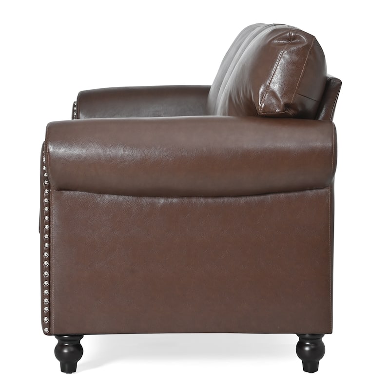 3-Seater Sofa with Nail Trim, PP Cotton Backrest, Birch Legs for Modern Living