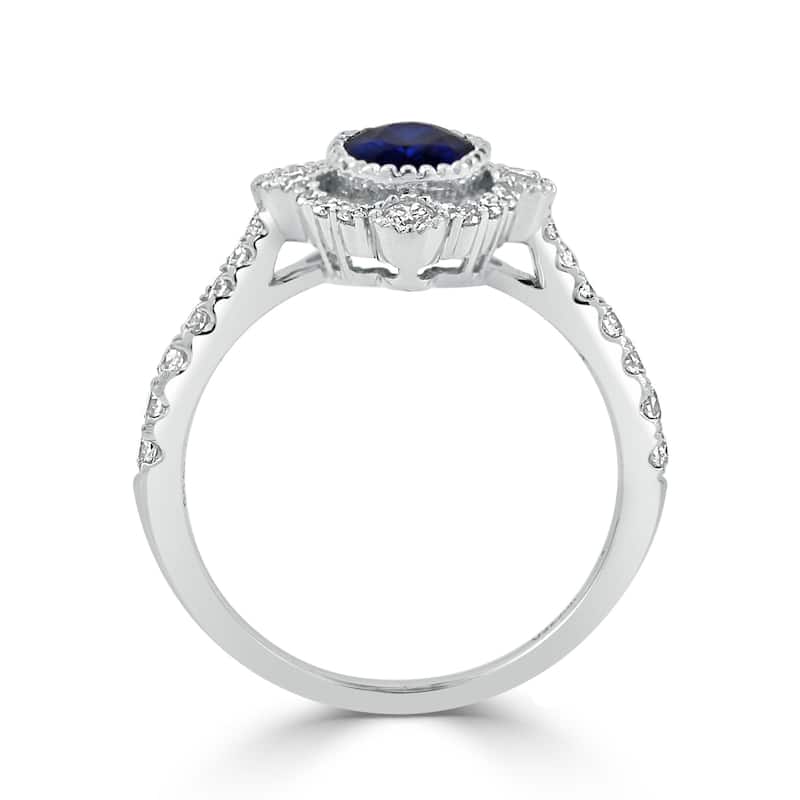 Auriya 18k Gold 9/10ct Oval Sapphire Halo Diamond Engagement Ring 1/2ct TDW