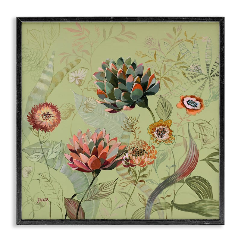 Stupell Traditional Vintage Foliage Framed Giclee Art Design By Dusza - 17 x 17 - Black