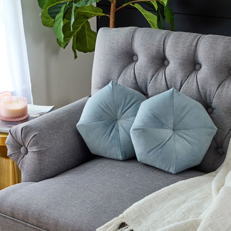 Sorra Home Golding Fabrics Indoor Knife Edge Geo Pillow Set of 2 - 11 in W x 4 in H x 11 in D - Dusk