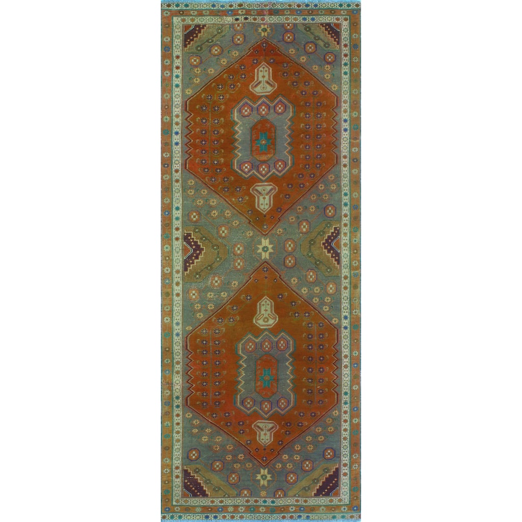 Fine Vintage Distressed Whitney Rust/Grey Runner - 3'9" x 9'9"