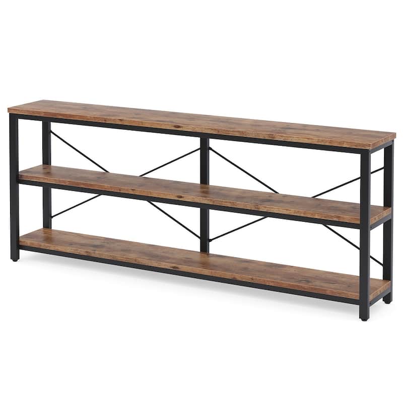 Extra Long Console Sofa Table with Metal Frame for Entrance, 3 Tiers TV Stand