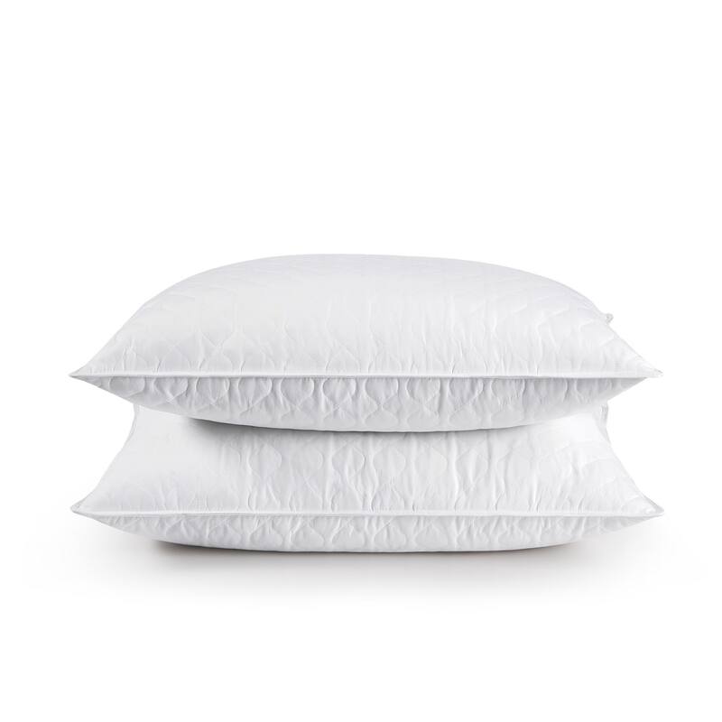 Quilted Feather and Polyester Blend Pillow - Set of 2 - White
