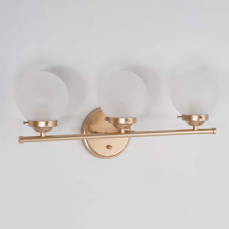 Bela Modern Gold 3-Light Bathroom Vanity Light Frosted Glass Wall Sconces - L20"x W 6.5"x H 8"