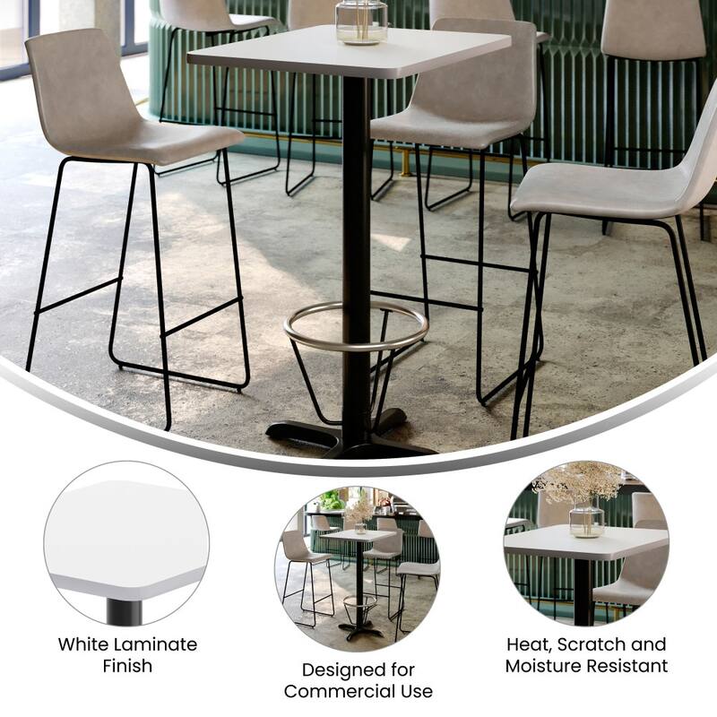24'' x 30'' Rectangular Table Top with 22'' x 22'' Bar Height Table Base - 30"D x 24"W x 43.125"H