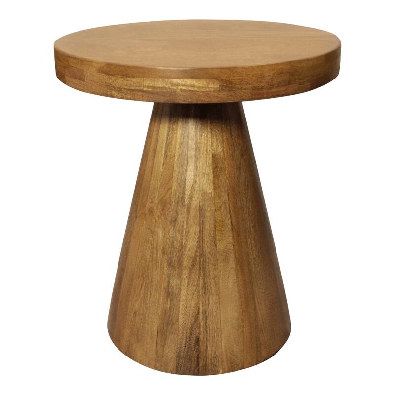 HomeRoots Set of Two Walnut Distressed Solid Wood Pedestal Nested Tables - 21.00 in. x 22.50 in. x 18.00 in.