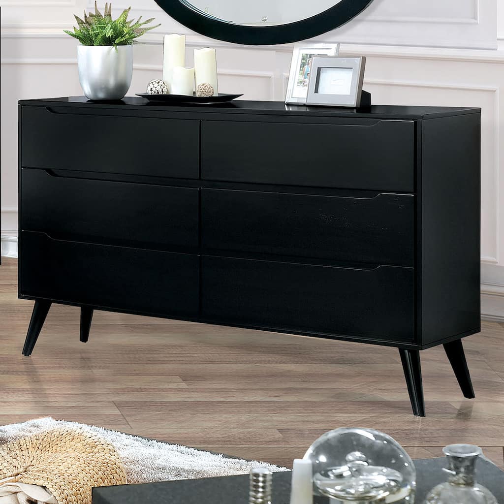 Furniture of America Fopp Mid-Century Modern 58-inch Wide 6-Drawer Wood Dresser