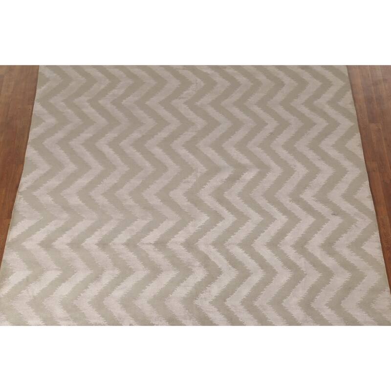 Chevron Style Nepalese Oriental Area Rug Handmade Wool Carpet - 8'0" x 9'7"