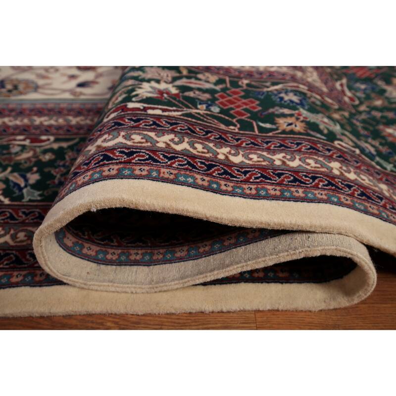 Vegetable Dye Floral Agra Large Indian Rug Hand-Knotted Wool Carpet - 11'6" x 17'9"