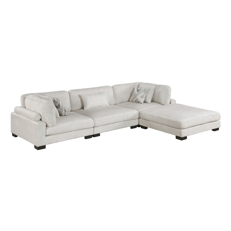 Abbeville Microfiber 4-Piece Modular Sectional with Ottoman - Beige