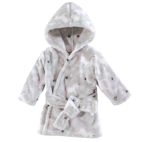 slide 1 of 1, Hudson Baby Infant Girl Plush Animal Bathrobe, Gray Whimsical Unicorn, 0-9 Months - Gray Whimsical Unicorn - 0-9 Months 0-9 Months - Gray Whimsical Unicorn