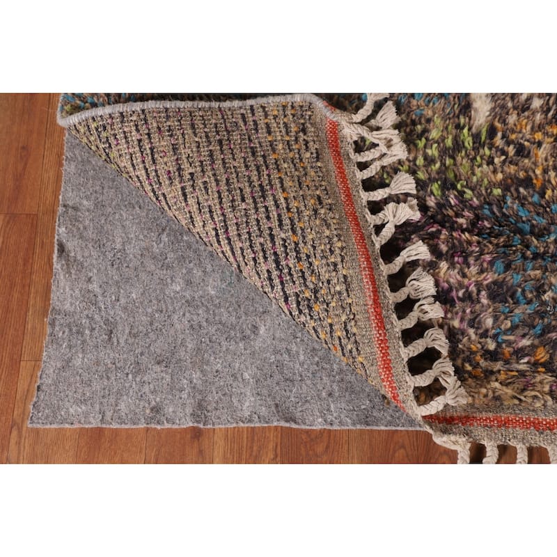 Checkered Plush Moroccan Oriental Area Rug Handmade Wool Carpet - 7'11" x 10'9"