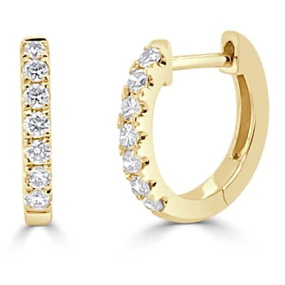 Joelle Collection Diamond Huggie Earring - 14K Gold Earrings U-Shaped Hoops With Certified Diamonds