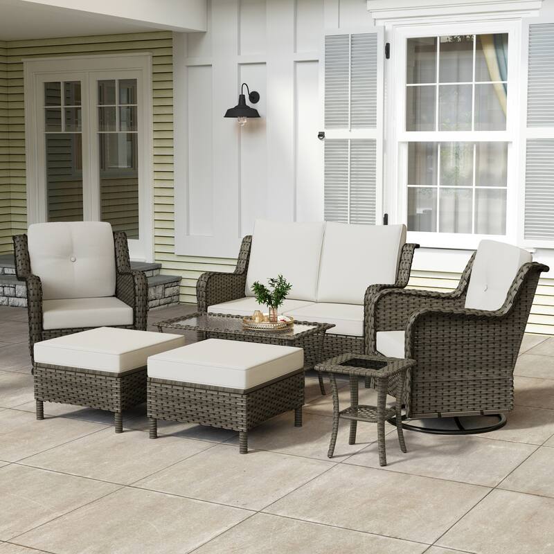 Outdoor 8-Piece Rattan Wicker Patio Furniture Sectional Sofa Set
