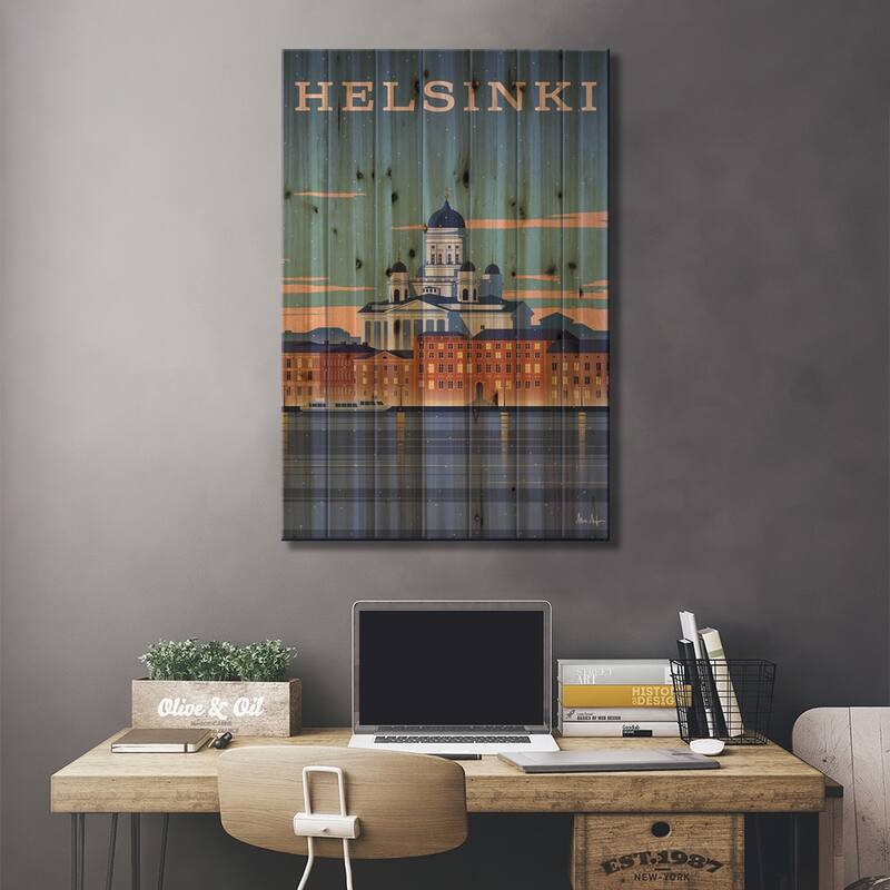 Helsinki Print On Wood by IdeaStorm Studios - Multi-Color