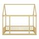 preview thumbnail 20 of 34, Full Size Floor Wooden Bed with House Roof & Safety Guardrails