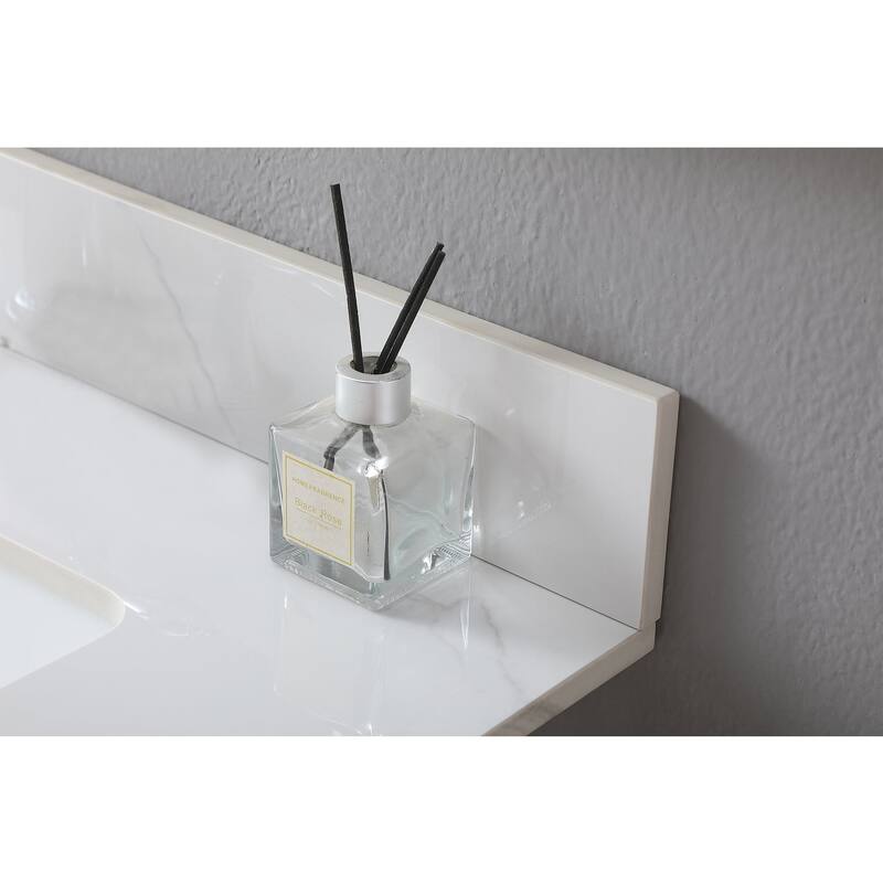 31 in./ 37 in./ 43 in. Carrara Gold Engineered Stone Bathroom Vanity Top with Ceramic Sink