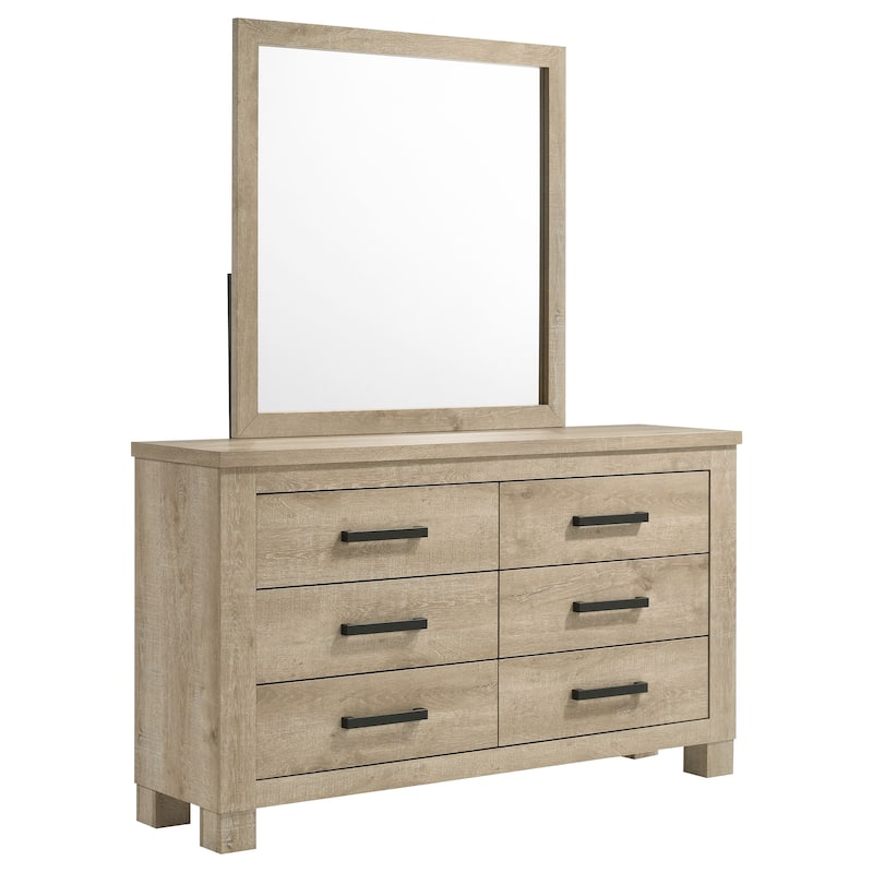 Oakglen 6-drawer Bedroom Dresser and Mirror Weathered Oak - Dresser With Mirror (Weathered Oak)