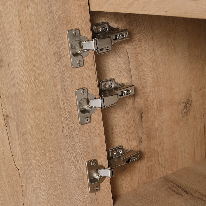 30 inch Wall-Mounted Bathroom Vanity Set in Imitative Oak with Integrated Ceramic Sink