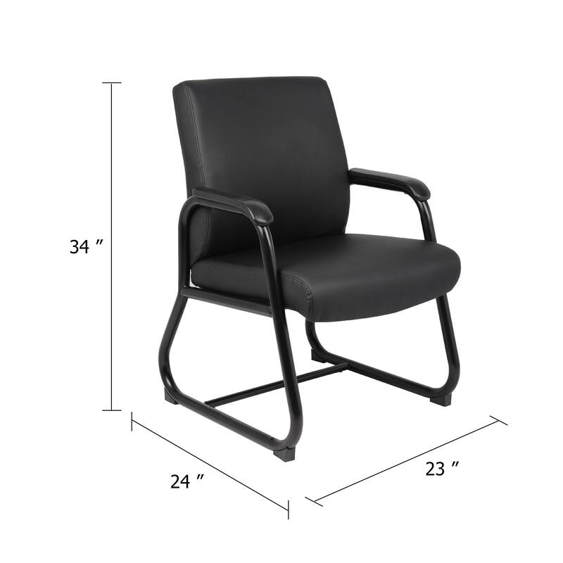 Guest Armchair, Black Antimicrobial Vinyl, Sled Base Frame