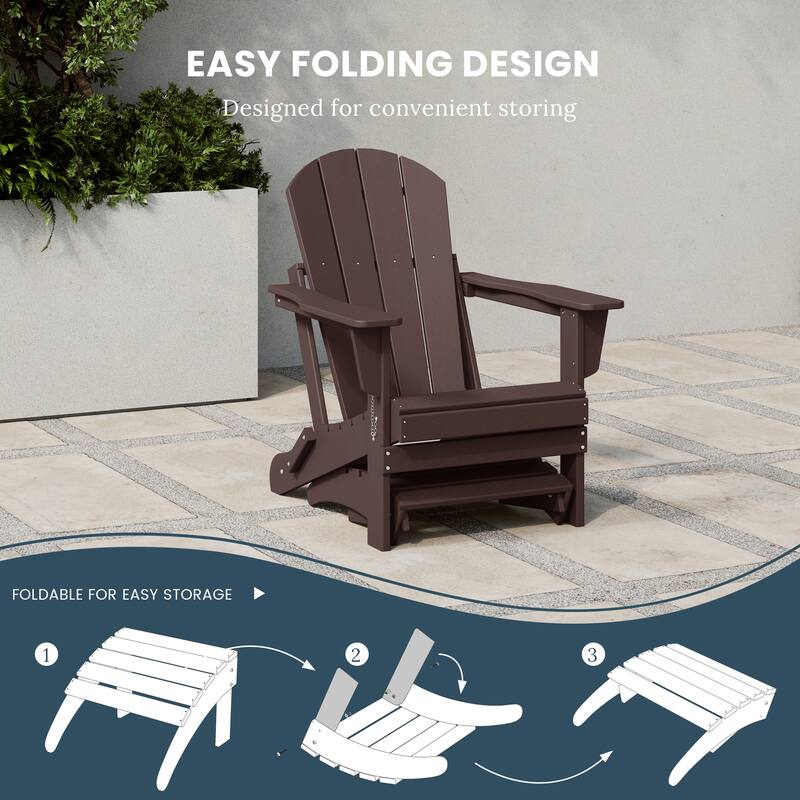 Polytrends Laguna Hdpe All Weather Outdoor Patio Foldable Ottoman