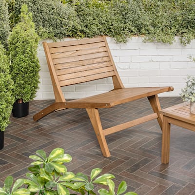Seagrove Mid-Century Modern Wood Armless Outdoor Patio Chair, Natural by JONATHAN Y