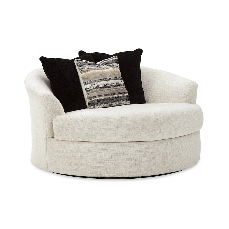 Signature Design by Ashley Cambri White Oversized Round Swivel Chair - 58"W x 54"D x 39"H
