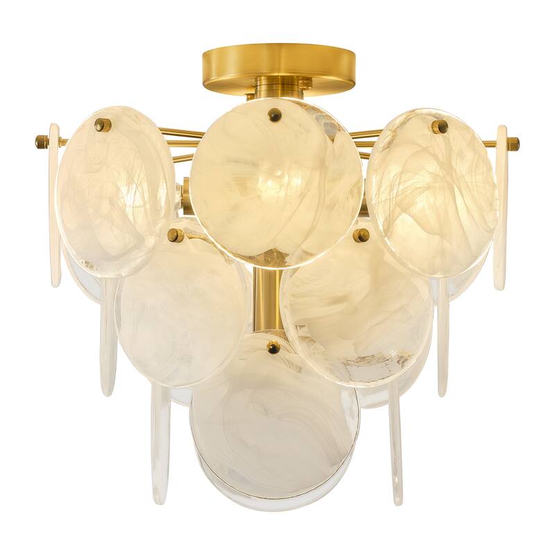 Starsky 4-Light Tiered Handcrafted Textured Glass Flush Mount