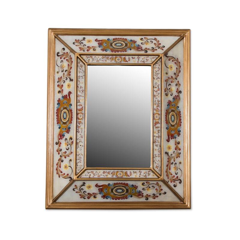 Novica Handmade Regal Majesty Reverse-Painted Glass Wall Mirror