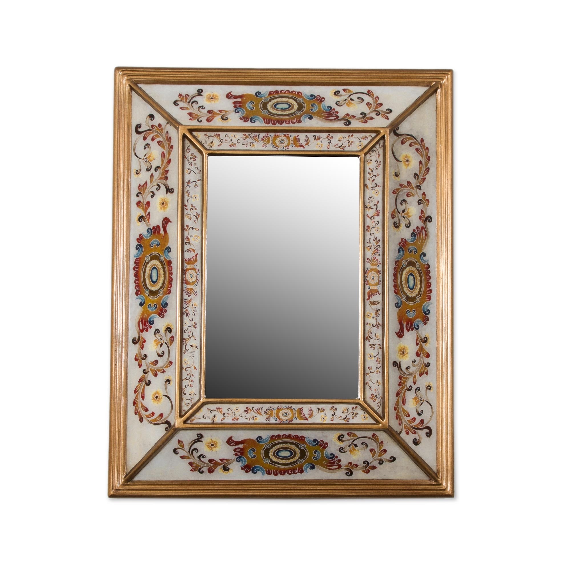 Novica Handmade Regal Majesty Reverse-Painted Glass Wall Mirror