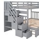 preview thumbnail 15 of 18, Twin/Full Bunk Bed with Trundle & Stairs - Practical for Kids' Rooms