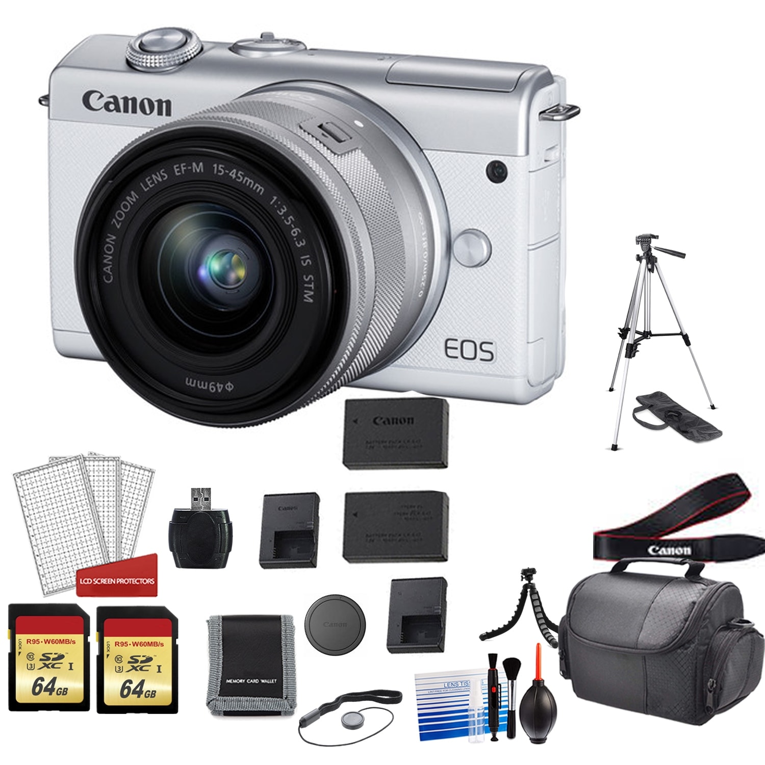 Canon EOS M200 Mirrorless Digital Camera with 15-45mm Lens (White) Kit