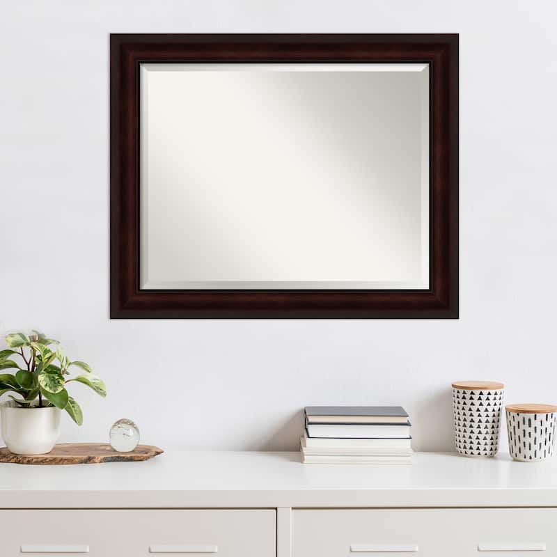 Beveled Wall Mirror - Coffee Bean Brown Frame - Coffee Bean Brown