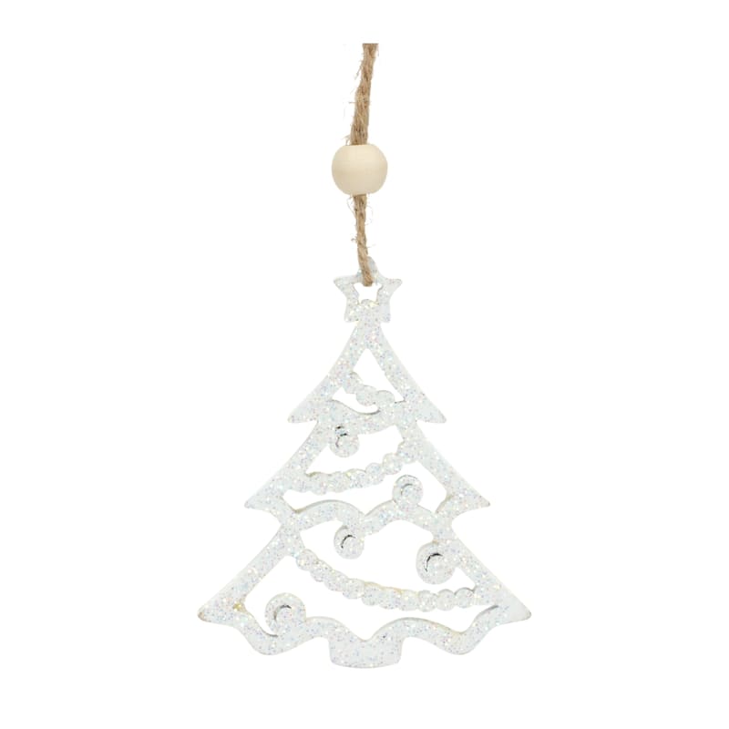 Set of 9 White Christmas Tree Ornaments 3"