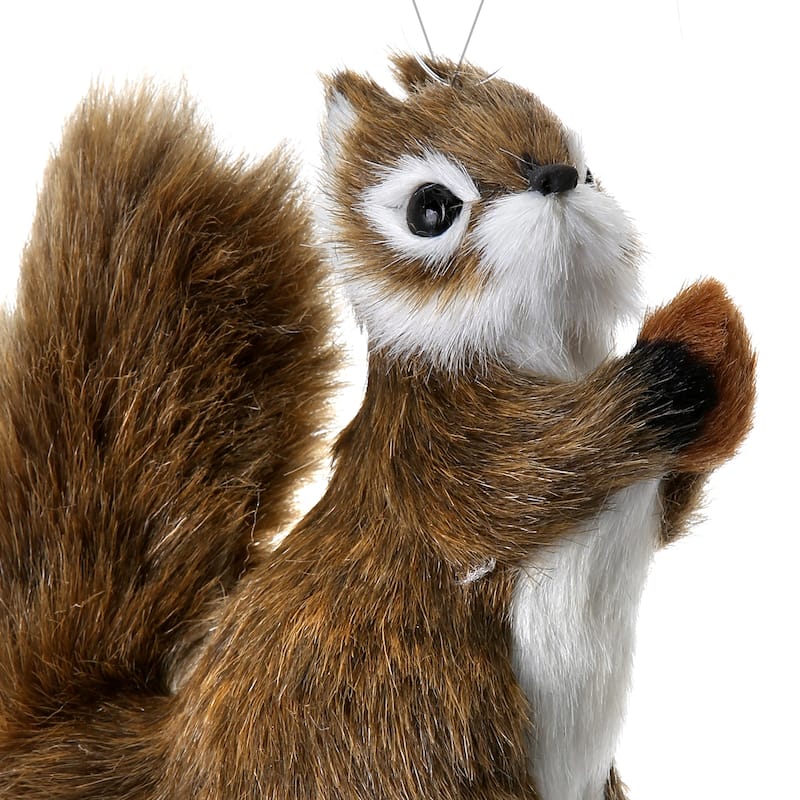 4.5" Furry Squirrel Ornament Set of 2