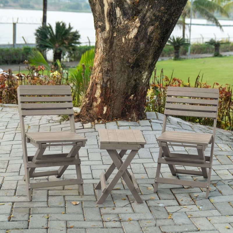 Las Cabos Fully Assembled All-Weather Outdoor Folding Bistro Set - 3-piece