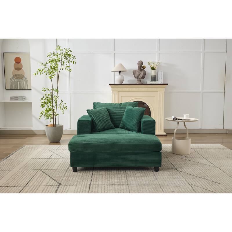 Upholstered Chaise Lounge Chair with Removable Ottoman, Accent Sofa Bed Sleeper Couch Bed, Armchair with Lumbar Pillows