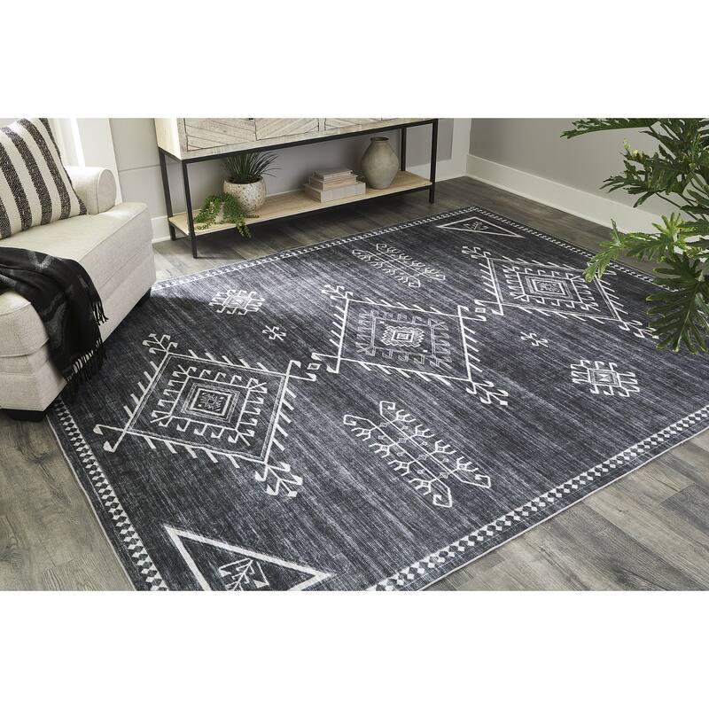Signature Design by Ashley Arloman Cream/Gray 7'7" x 9'8" Washable Rug