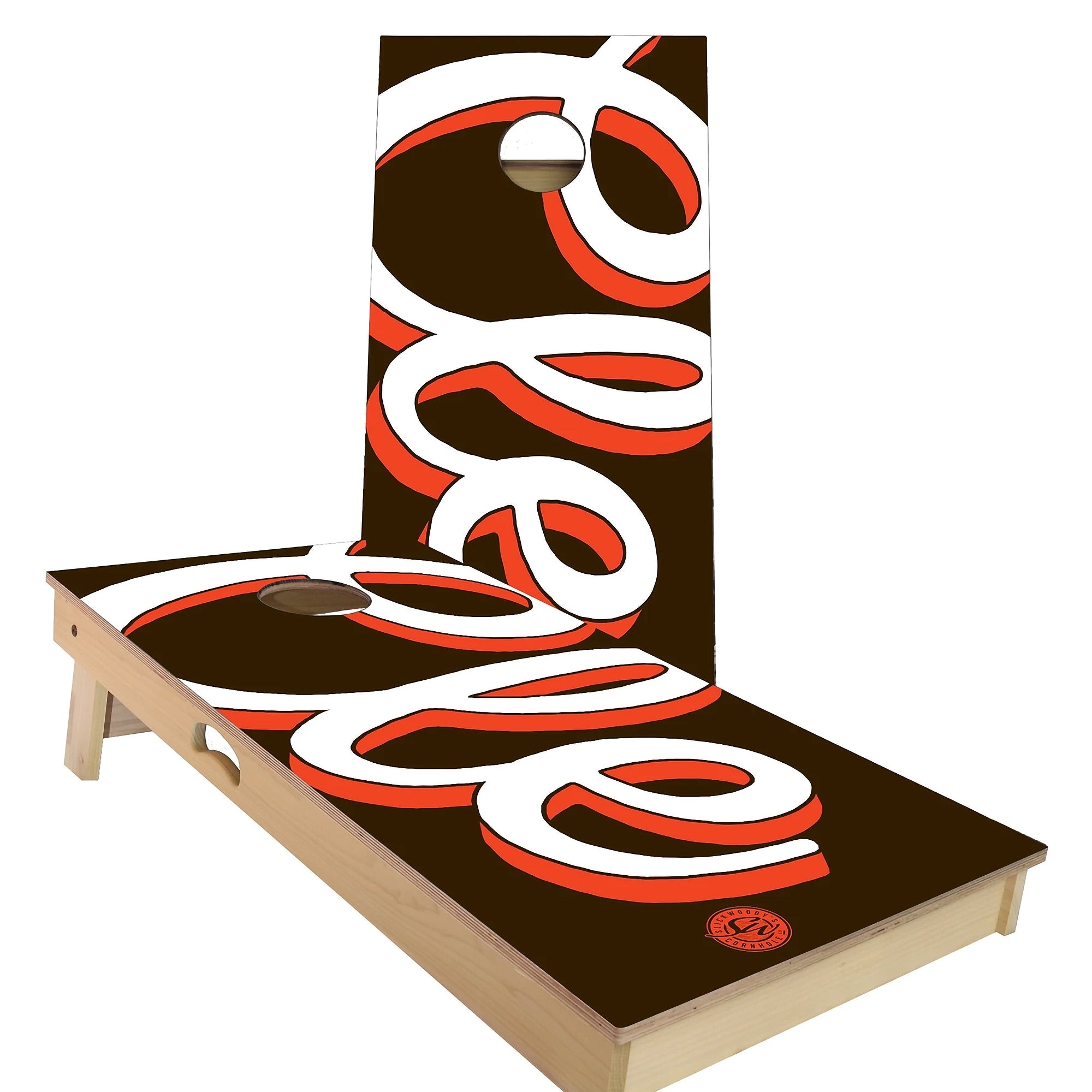 Clevelend Brown and Orange Outdoor Cornhole Board Set