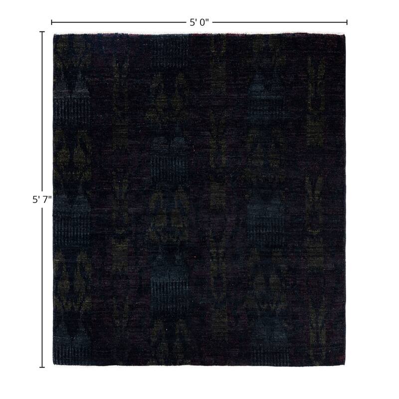 Overdyed One-of-a-Kind Hand-Knotted Area Rug - Black - 5' 0" x 5' 7"