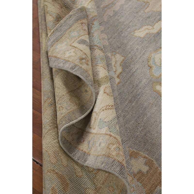 Hand Knotted Oriental 100% Wool Carpet Transitional All-Over Greys & Charcoal Oushak Area Rug - 12' 0'' X 9' 2''