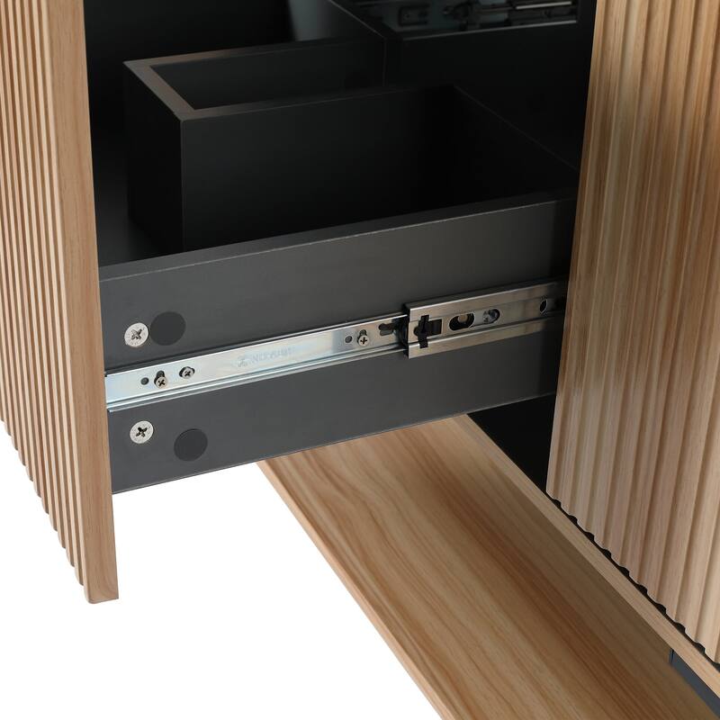 48 inch Maple Plywood Freestanding Bathroom Vanity Set with Open shelf and Integrated Resin Sink